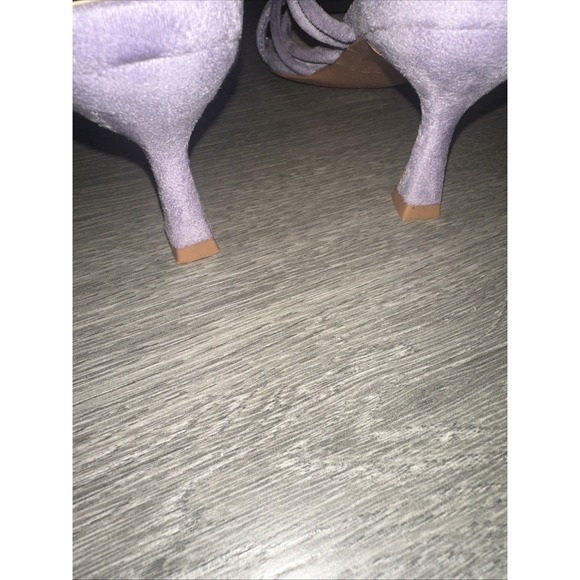 TORGEIS Medinilla‎ Faux Suede Strappy Sandals Heel Lavender Slip On Open Toe 7.5 - Picture 8 of 10